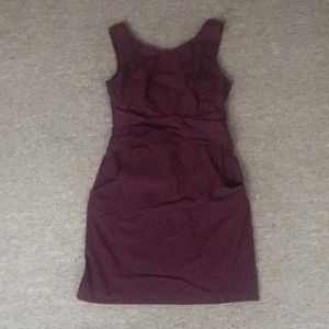 Maroon Cocktail Dress with Pockets